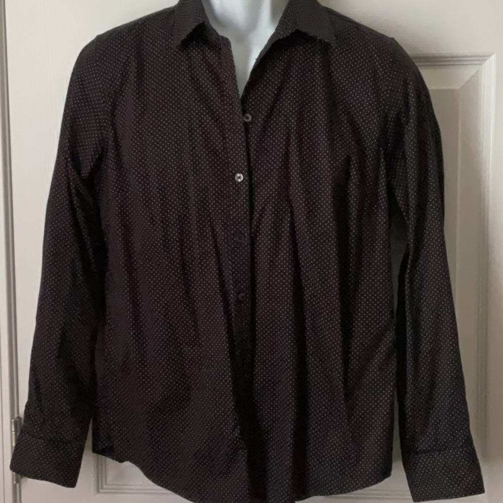 Banana Republic Black Polka Dot Button Down Shirt